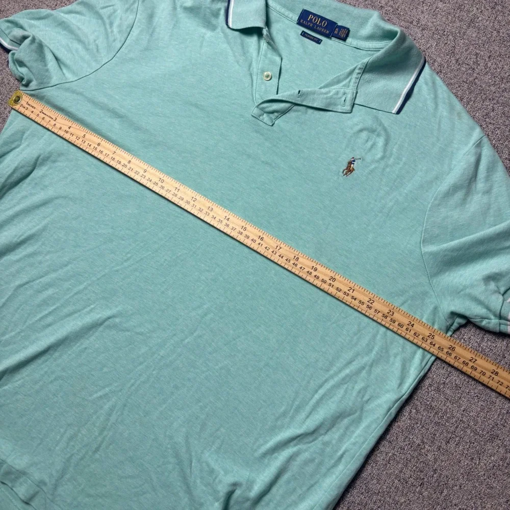 Polo Ralph Lauren Polo Shirt Mens XL Classic Fit Mint Green Tipped Short Sleeve